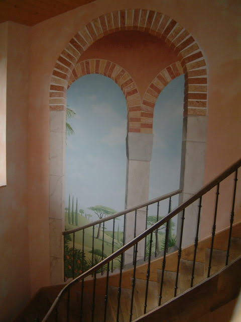 Fresque dans un escalier