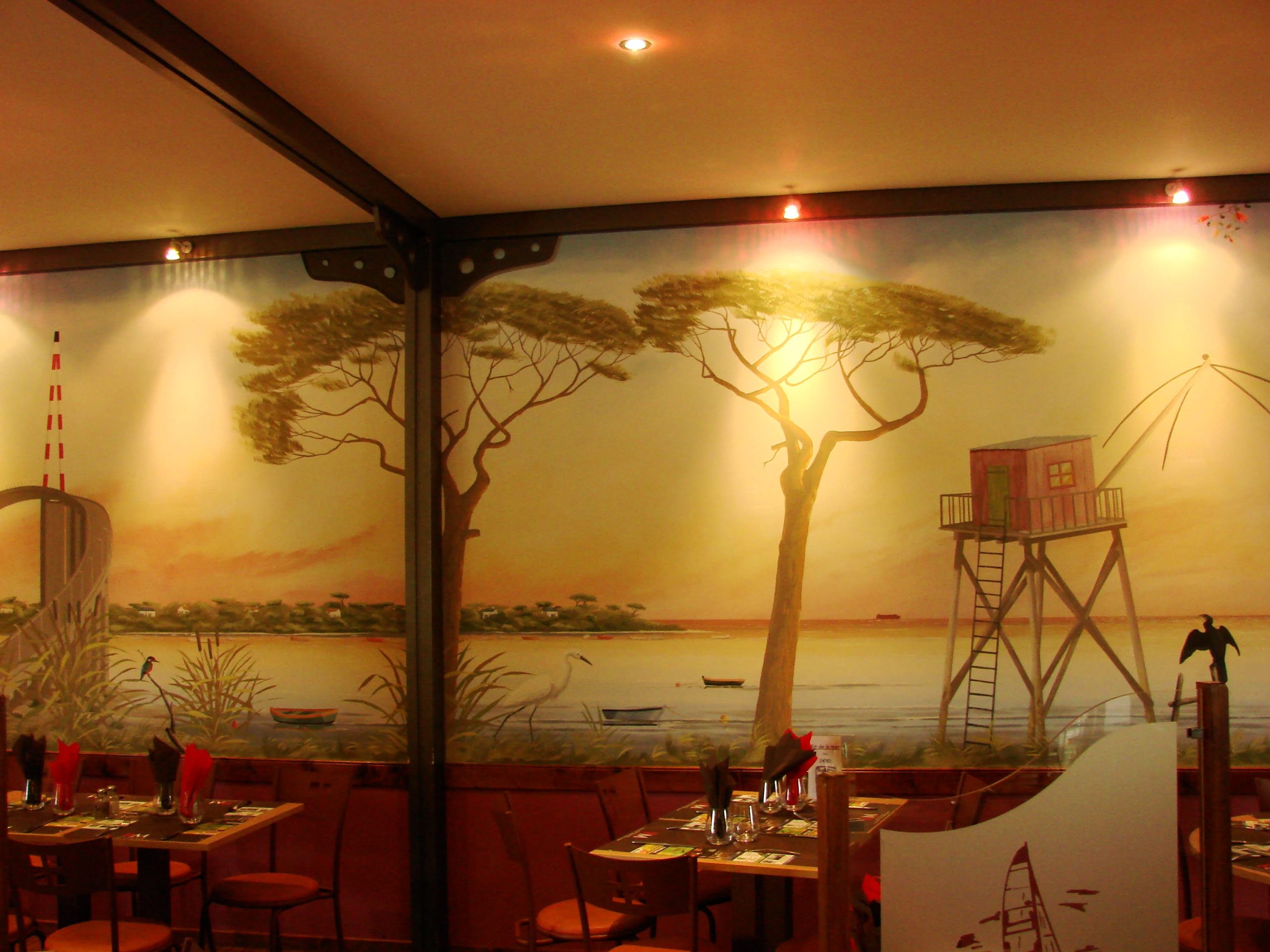 Fresque mural décor restaurant
